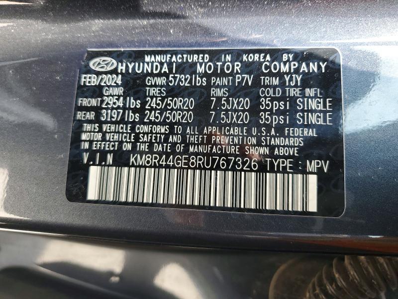 Aukcja sprzedaży 2024 Hyundai Palisade, vin: KM8R44GE8RU767326, numer aukcji: 54867906