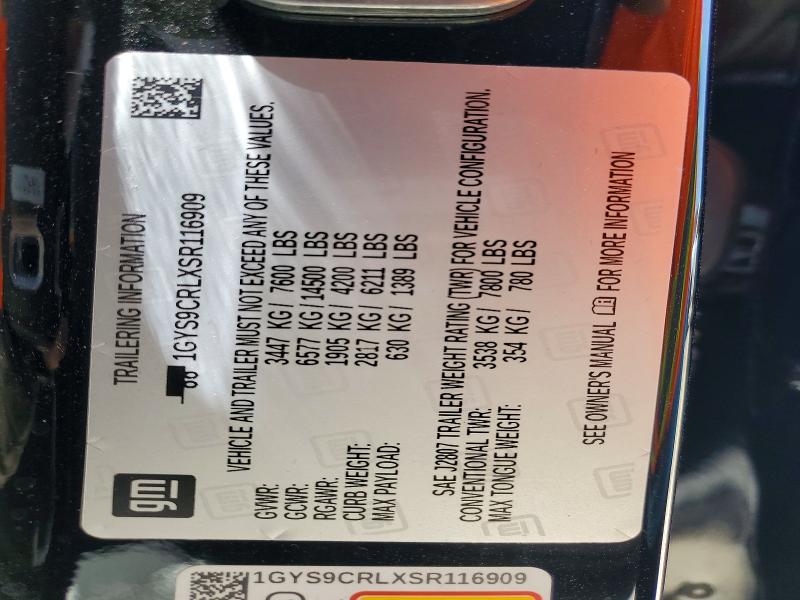 Продаж на аукціоні авто 2025 Cadillac Escalade, vin: 1GYS9CRLXSR116909, номер лоту: 53334406