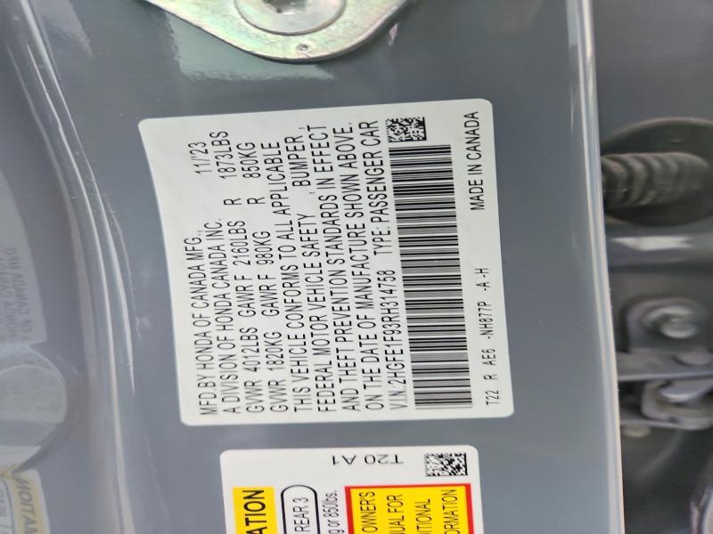 53752666 :رقم المزاد ، 2HGFE1F93RH314758 vin ، 2024 Honda Civic مزاد بيع