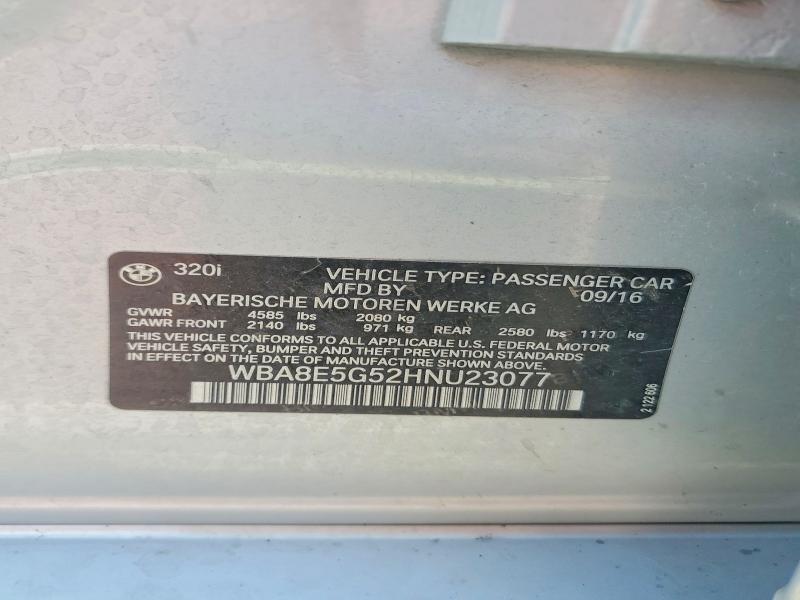 51962556 :رقم المزاد ، WBA8E5G52HNU23077 vin ، 2017 Bmw 320 مزاد بيع