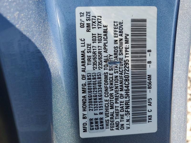 Aukcja sprzedaży 2012 Honda Odyssey, vin: 5FNRL5H64CB072295, numer aukcji: 52989466