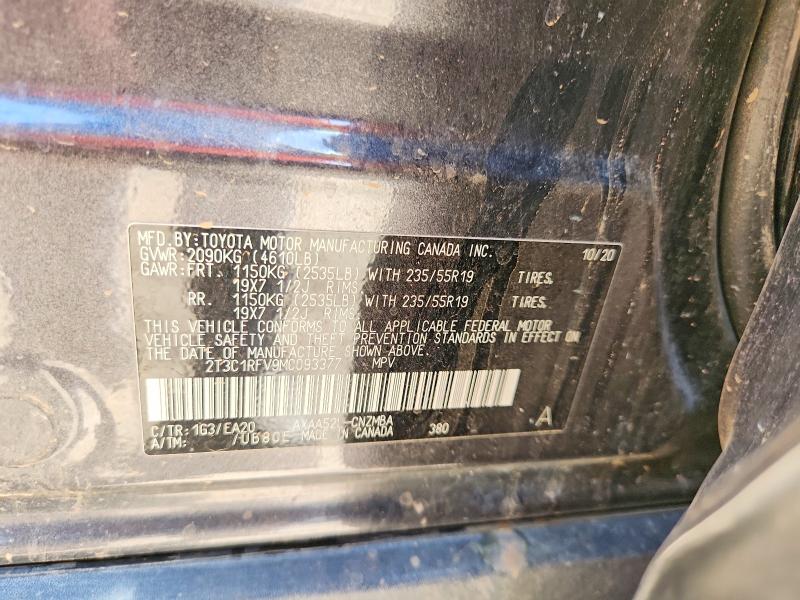 Продаж на аукціоні авто 2021 Toyota Rav4, vin: 2T3C1RFV9MC093377, номер лоту: 55029966