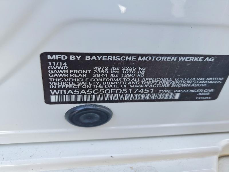 53793106 :رقم المزاد ، WBA5A5C50FD517451 vin ، 2015 Bmw 528 مزاد بيع