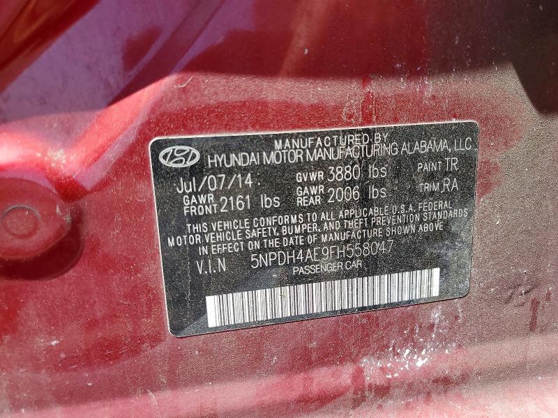 2015 Hyundai Elantra მანქანა იყიდება აუქციონზე, vin: 5NPDH4AE9FH558047, აუქციონის ნომერი: 52570946