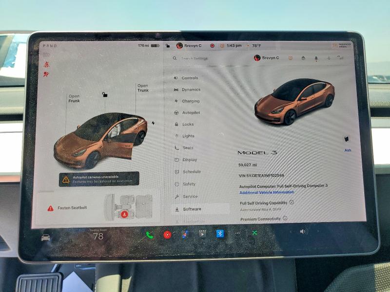 2022 Tesla Model 3 მანქანა იყიდება აუქციონზე, vin: 5YJ3E1EA1NF102549, აუქციონის ნომერი: 49736806
