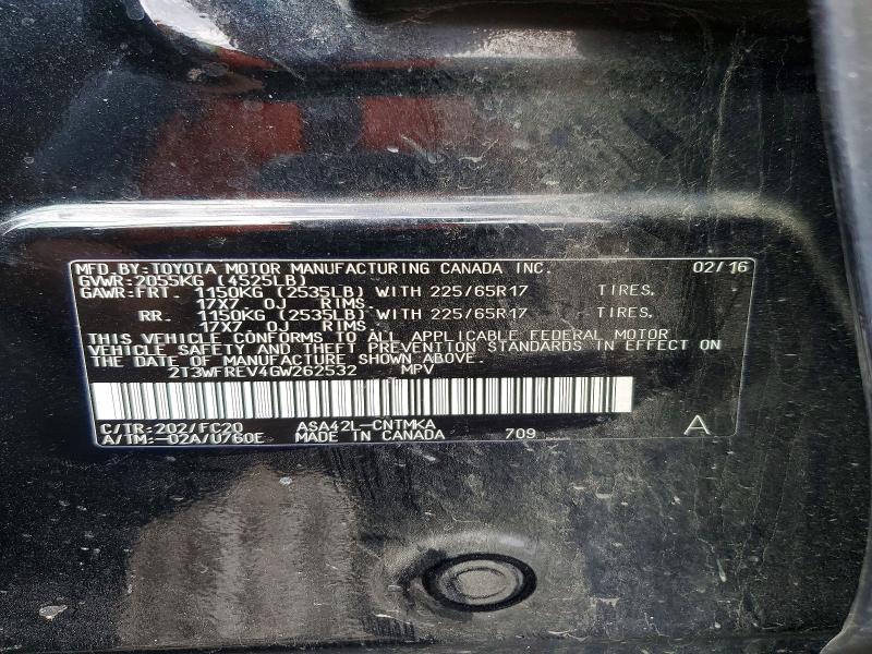 52490506 :رقم المزاد ، 2T3WFREV4GW262532 vin ، 2016 Toyota Rav4 مزاد بيع