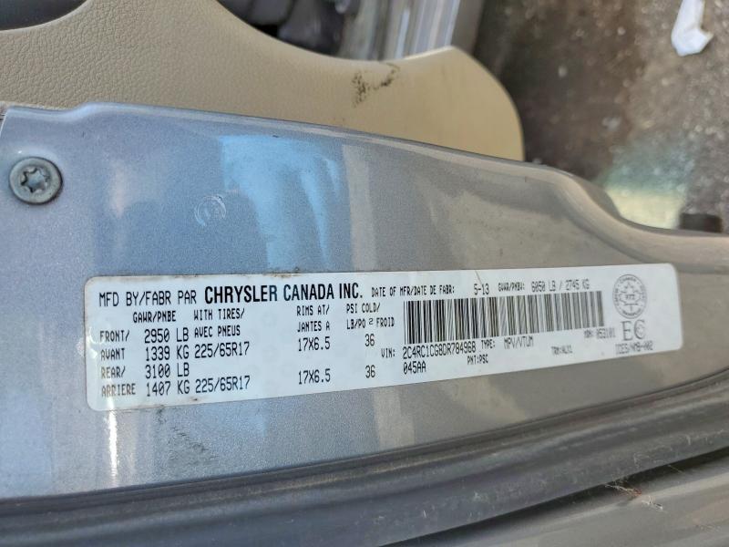 54494256 :رقم المزاد ، 2C4RC1CG8DR784968 vin ، 2013 Chrysler Town & Country مزاد بيع
