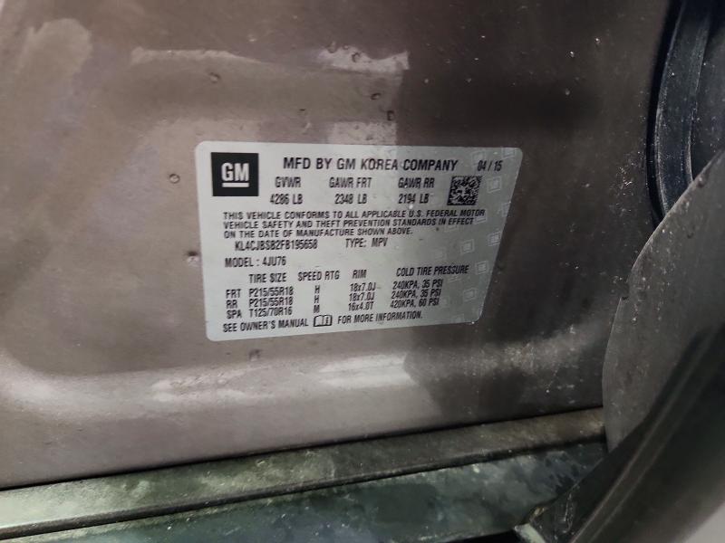Aukcja sprzedaży 2015 Buick Encore, vin: KL4CJBSB2FB195658, numer aukcji: 54387016
