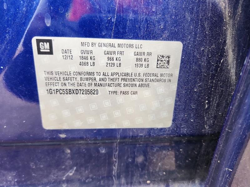 Продажа на аукционе авто 2013 Chevrolet Cruze, vin: 1G1PC5SBXD7205820, номер лота: 55056746