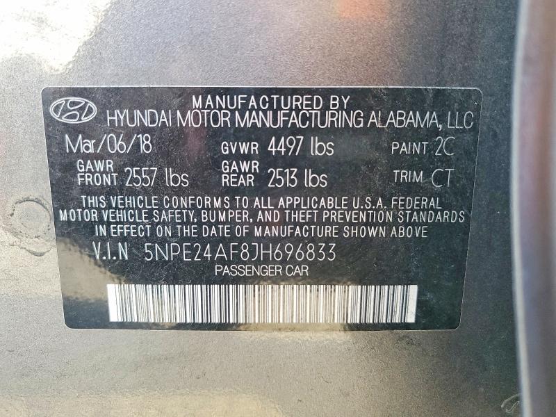 54256856 :رقم المزاد ، 5NPE24AF8JH696833 vin ، 2018 Hyundai Sonata مزاد بيع