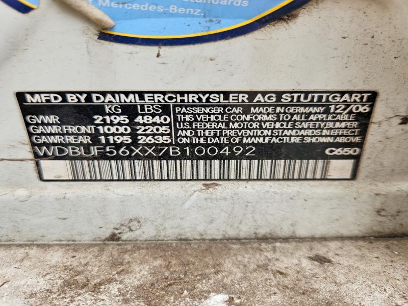 Продажа на аукционе авто 2007 Mercedes-benz E, vin: WDBUF56XX7B100492, номер лота: 52264046