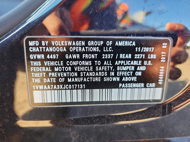 Продаж на аукціоні авто 2018 Volkswagen Passat, vin: 1VWAA7A3XJC017131, номер лоту: 54310006