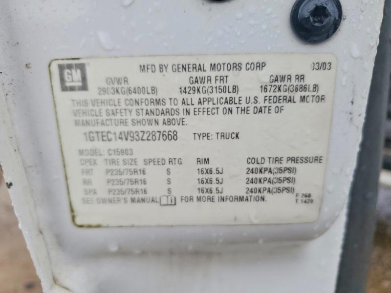 54976726 :رقم المزاد ، 1GTEC14V93Z287668 vin ، 2003 Gmc New Sierra مزاد بيع