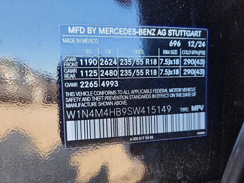 53333336 :رقم المزاد ، W1N4M4HB9SW415149 vin ، 2025 Mercedes-benz Glb مزاد بيع
