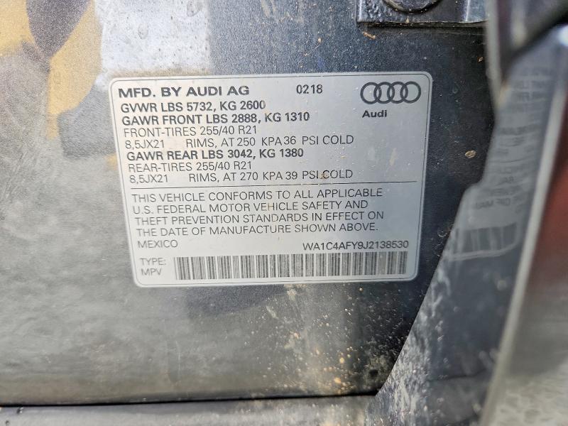 2018 Audi Sq5 მანქანა იყიდება აუქციონზე, vin: WA1C4AFY9J2138530, აუქციონის ნომერი: 52728806