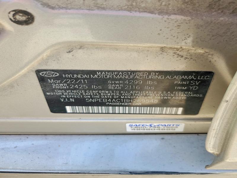 Aukcja sprzedaży 2011 Hyundai Sonata, vin: 5NPEB4AC1BH269548, numer aukcji: 53269406