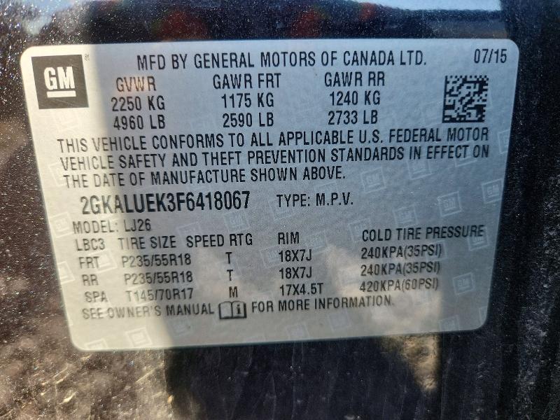 53060996 :رقم المزاد ، 2GKALUEK3F6418067 vin ، 2015 Gmc Terrain مزاد بيع