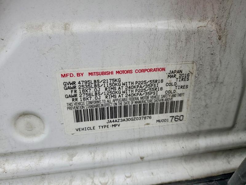 Продаж на аукціоні авто 2016 Mitsubishi Outlander, vin: JA4AZ3A30GZ037876, номер лоту: 54392116