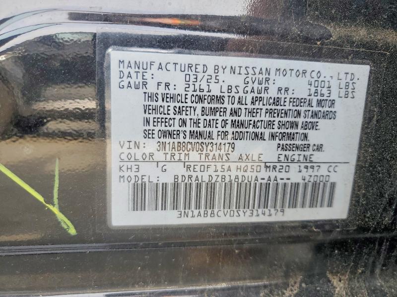 Продажа на аукционе авто 2025 Nissan Sentra, vin: 3N1AB8CV0SY314179, номер лота: 55268656
