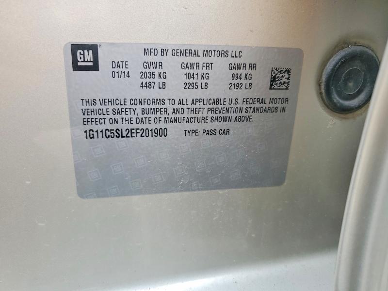 2014 Chevrolet Malibu მანქანა იყიდება აუქციონზე, vin: 1G11C5SL2EF201900, აუქციონის ნომერი: 52574756