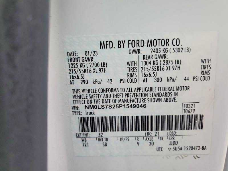 Продажа на аукционе авто 2023 Ford Transit Connect, vin: NM0LS7S25P1549046, номер лота: 54518226