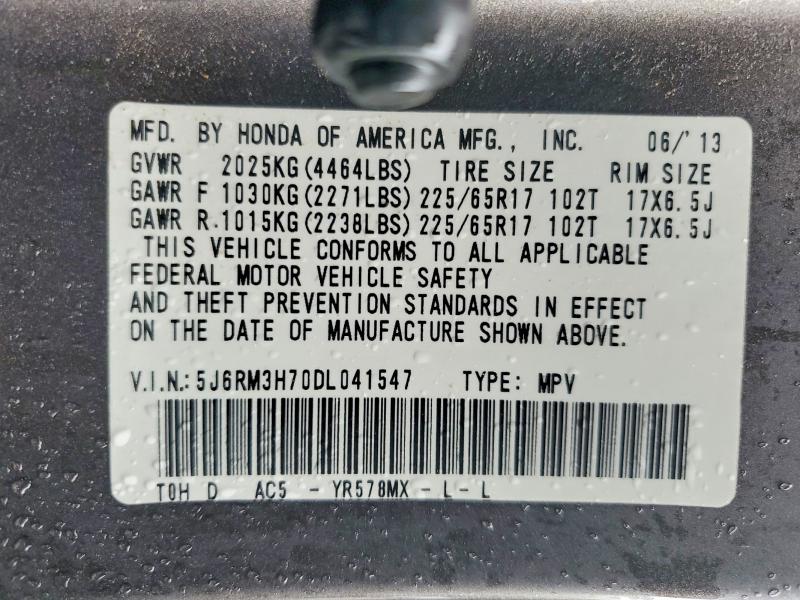 Продаж на аукціоні авто 2013 Honda Cr-v, vin: 5J6RM3H70DL041547, номер лоту: 51817756