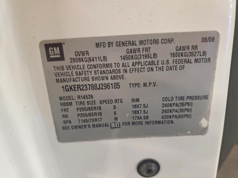 55119786 :رقم المزاد ، 1GKER23788J296105 vin ، 2008 Gmc Acadia مزاد بيع