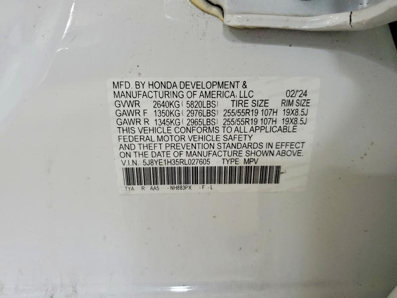 2024 Acura Mdx მანქანა იყიდება აუქციონზე, vin: 5J8YE1H35RL027605, აუქციონის ნომერი: 51689496