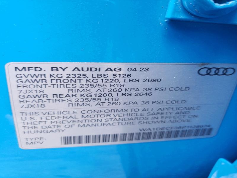 Aukcja sprzedaży 2023 Audi Q3, vin: WA1DECF35P1128674, numer aukcji: 54911746