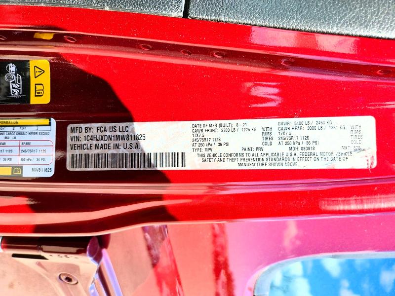 53517326 :رقم المزاد ، 1C4HJXDN1MW811825 vin ، 2021 Jeep Wrangler Unlimited مزاد بيع