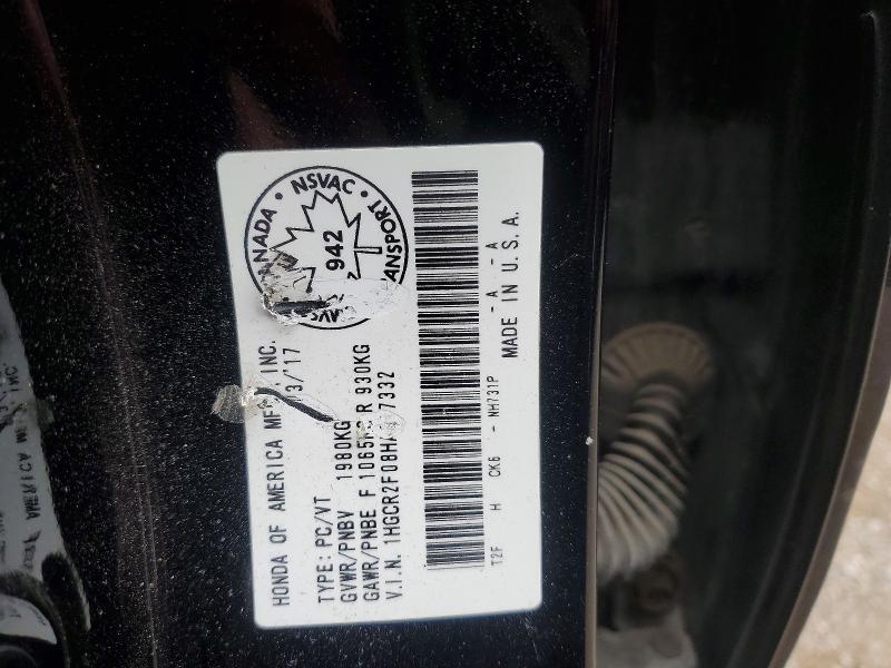 Продаж на аукціоні авто 2017 Honda Accord, vin: 1HGCR2F08HA807332, номер лоту: 50364556