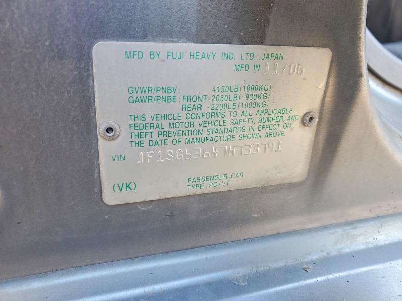 2007 Subaru Forester მანქანა იყიდება აუქციონზე, vin: JF1SG63647H733791, აუქციონის ნომერი: 52048556