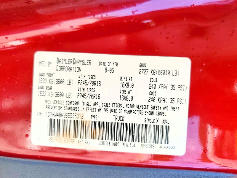 52006576 :رقم المزاد ، 1D7HW48N96S535372 vin ، 2006 Dodge Dakota مزاد بيع