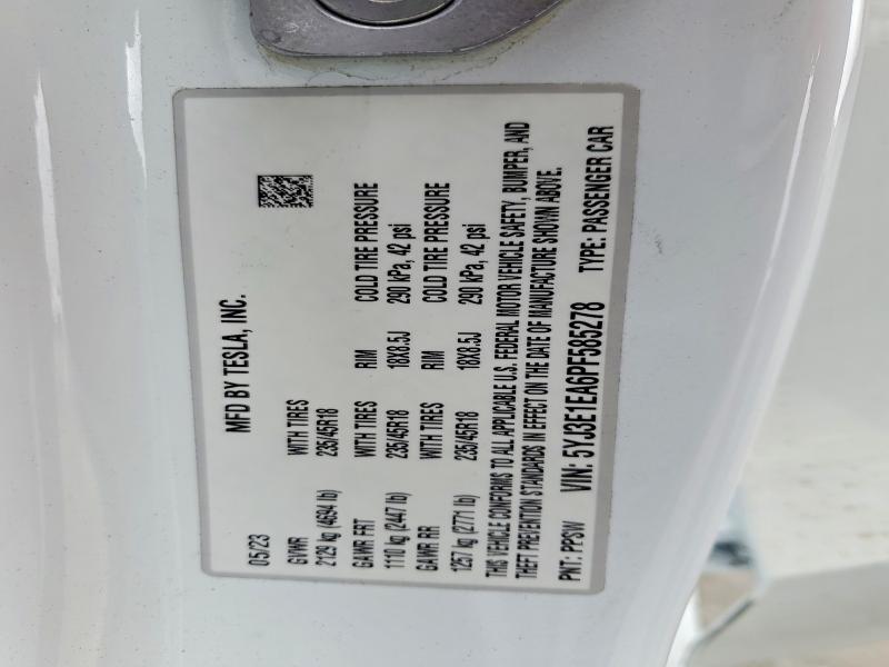 53843346 :رقم المزاد ، 5YJ3E1EA6PF585278 vin ، 2023 Tesla Model 3 مزاد بيع