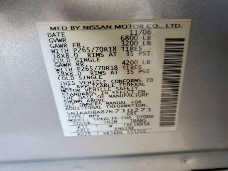 Продаж на аукціоні авто 2007 Nissan Armada, vin: 5N1AA08A87N710271, номер лоту: 53268036