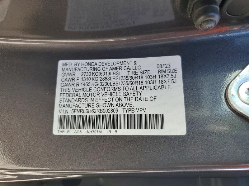 Aukcja sprzedaży 2024 Honda Odyssey, vin: 5FNRL6H62RB002809, numer aukcji: 54862836