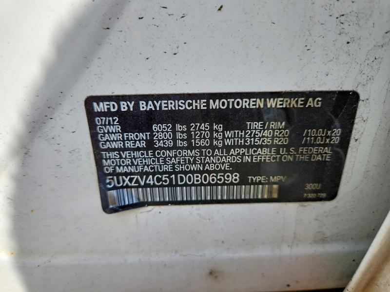 Продажа на аукционе авто 2013 Bmw X5, vin: 5UXZV4C51D0B06598, номер лота: 52962086