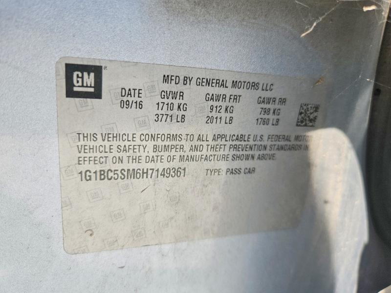 Aukcja sprzedaży 2017 Chevrolet Cruze, vin: 1G1BC5SM6H7149361, numer aukcji: 54133166