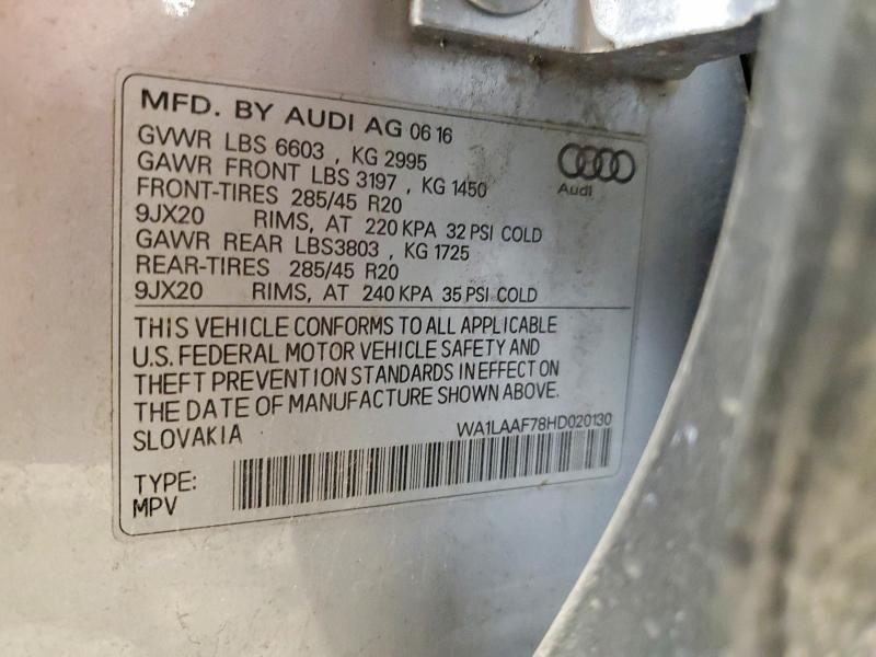 Aukcja sprzedaży 2017 Audi Q7, vin: WA1LAAF78HD020130, numer aukcji: 53400396
