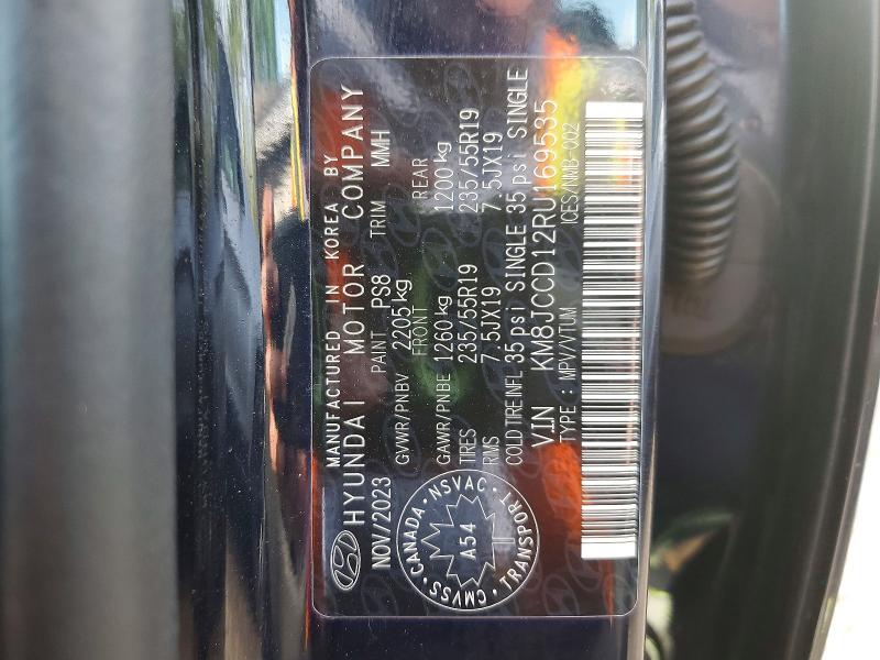 50279126 :رقم المزاد ، KM8JCCD12RU169535 vin ، 2024 Hyundai Tucson مزاد بيع