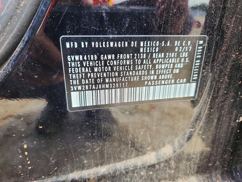 2017 Volkswagen Jetta მანქანა იყიდება აუქციონზე, vin: 3VW2B7AJ8HM329117, აუქციონის ნომერი: 54571666