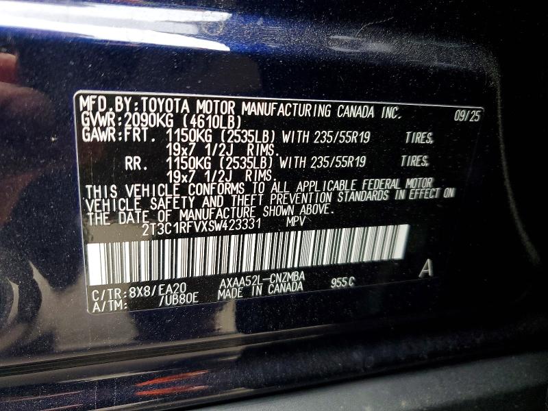 Aukcja sprzedaży 2025 Toyota Rav4, vin: 2T3C1RFVXSW423331, numer aukcji: 52539646
