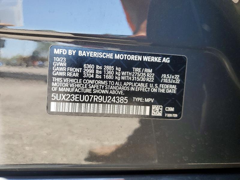 52536306 :رقم المزاد ، 5UX23EU07R9U24385 vin ، 2024 Bmw X5 مزاد بيع