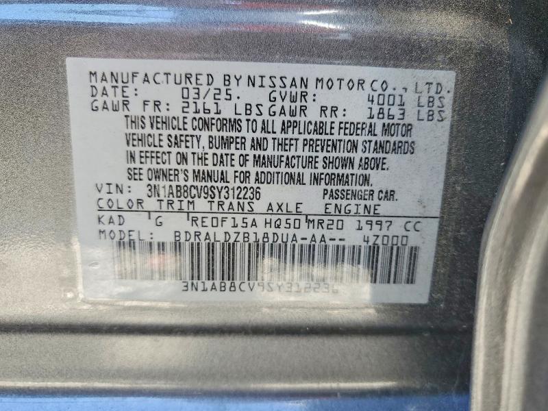 Продаж на аукціоні авто 2025 Nissan Sentra, vin: 3N1AB8CV9SY312236, номер лоту: 53768216