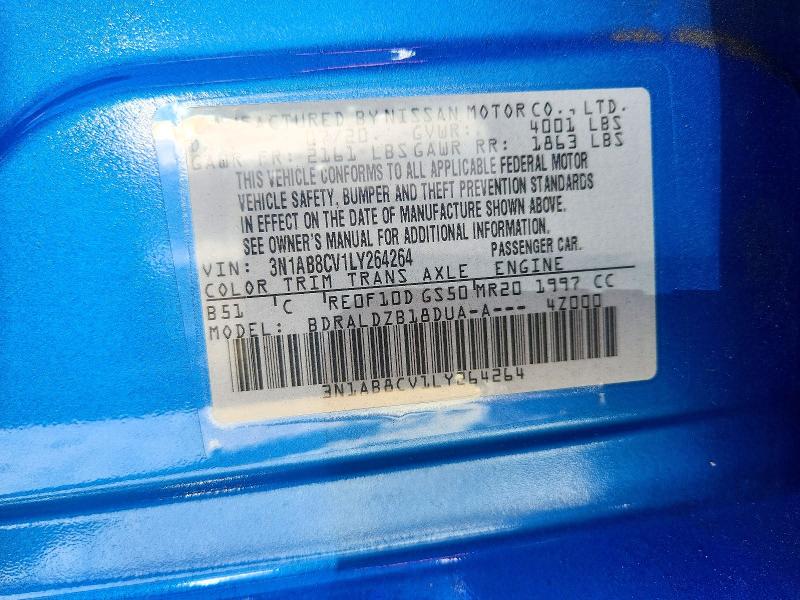 Aukcja sprzedaży 2020 Nissan Sentra, vin: 3N1AB8CV1LY264264, numer aukcji: 53772876