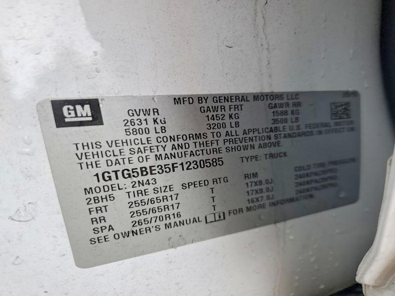 2015 Gmc Canyon მანქანა იყიდება აუქციონზე, vin: 1GTG5BE35F1230585, აუქციონის ნომერი: 54512306