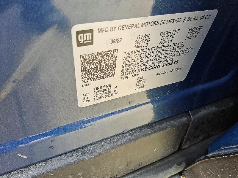52063976 :رقم المزاد ، 3GNAXKEG6RL188936 vin ، 2024 Chevrolet Equinox مزاد بيع