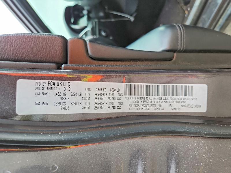 Продаж на аукціоні авто 2018 Jeep Grand Cherokee, vin: 1C4RJFBG3JC336775, номер лоту: 55242396
