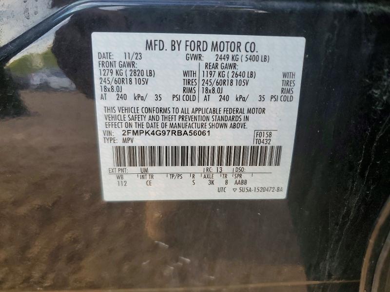 Продажа на аукционе авто 2024 Ford Edge, vin: 2FMPK4G97RBA56061, номер лота: 51439876