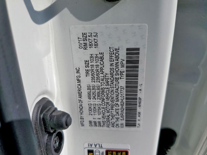 Продажа на аукционе авто 2017 Honda Cr-v, vin: 5J6RW2H82HL017737, номер лота: 52608436